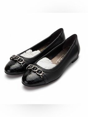 AGL Monika Cap Toe Ballet Flats with Chain Detail